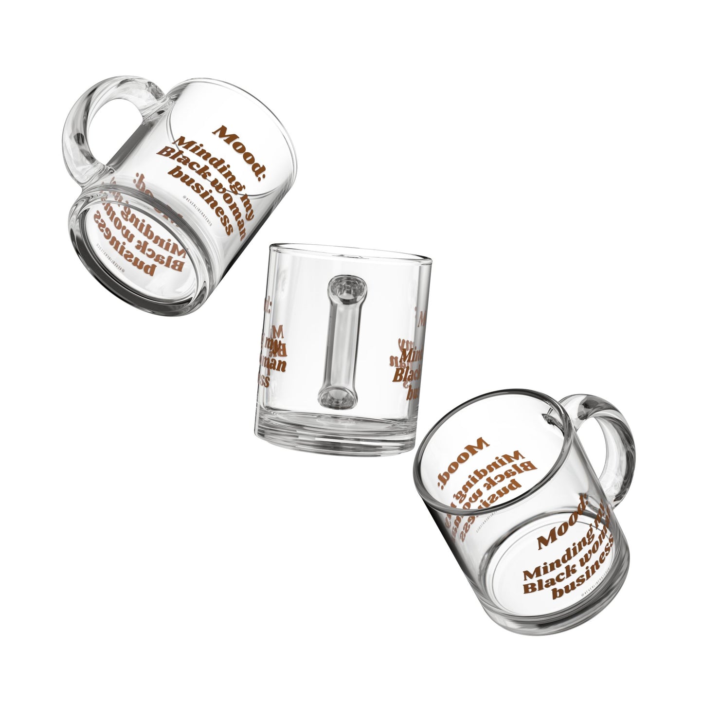 "Minding my Black Woman Business" Glass Mug - Chocolate - Uplifting & Motivational Gifts for Black Women