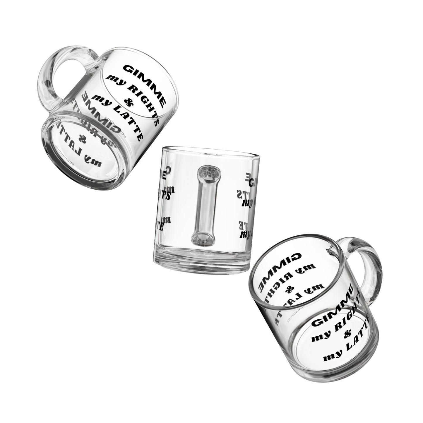 'Gimme my Rights and my Latte" Glass Mug, 10oz, Black - Uplifting & Motivational Gifts for Black Women