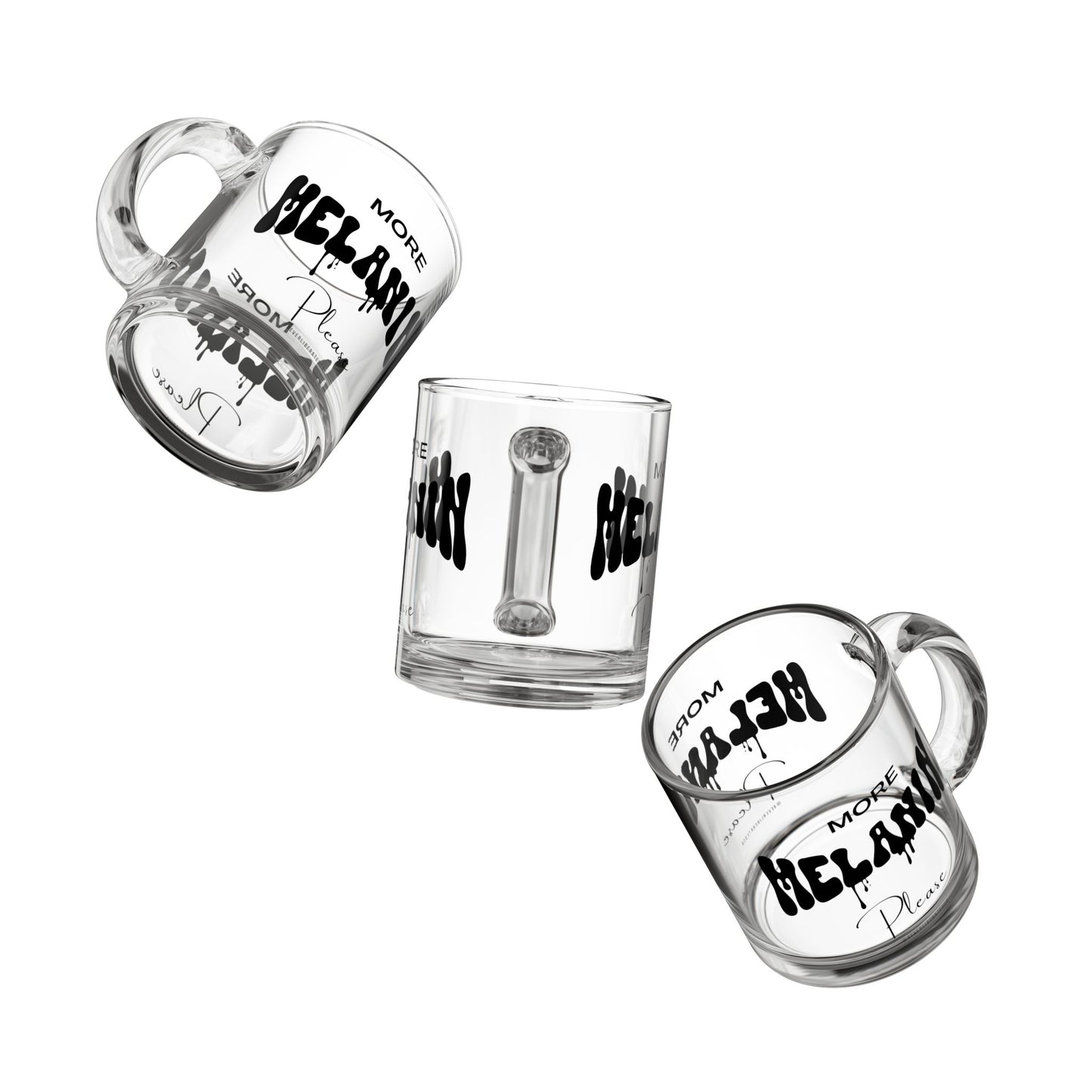 "More Melanin Please" Glass Mug, 10oz, Black - Uplifting & Motivational Gifts for Black Women