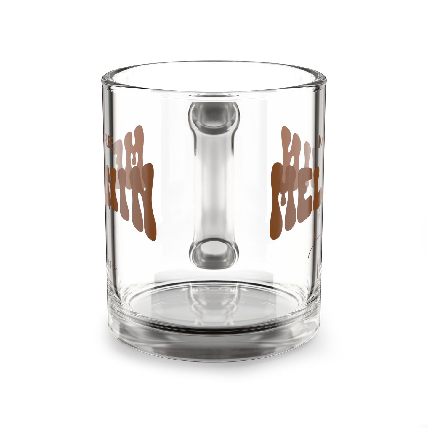 "More Melanin Please" Glass Mug, 10oz, Chocolate - Uplifting & Motivational Gifts for Black Women