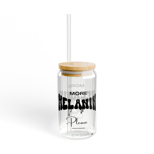 "More Melanin Please" Sipper Glass, 16oz, Black - Uplifting & Motivational Gifts for Black Women