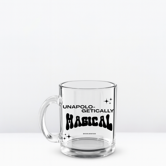 "Unapologetically Magical" Glass Mug, 10oz, Black - Uplifting & Motivational Gifts for Black Women