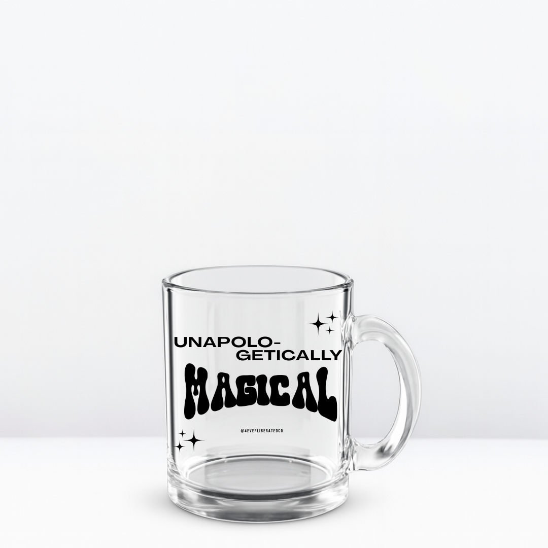 "Unapologetically Magical" Glass Mug, 10oz, Black - Uplifting & Motivational Gifts for Black Women