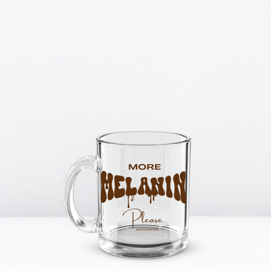 "More Melanin Please" Glass Mug, 10oz, Chocolate - Uplifting & Motivational Gifts for Black Women