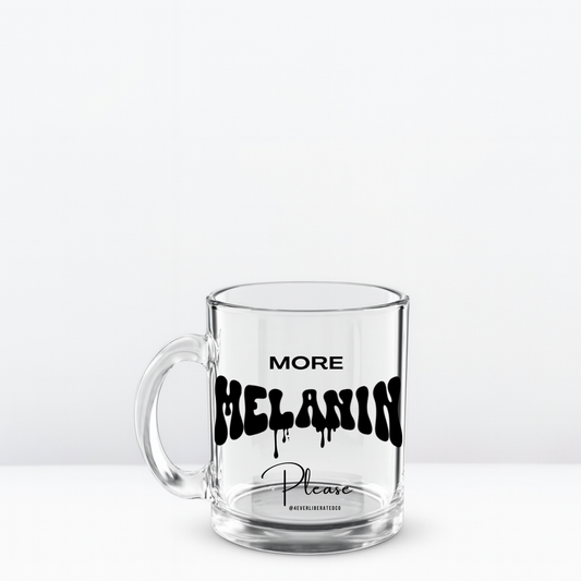 "More Melanin Please" Glass Mug, 10oz, Black - Uplifting & Motivational Gifts for Black Women