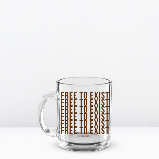 "Free to Exist" Glass Mug, 10oz, Chocolate - Uplifting & Motivational Gifts for Black Women