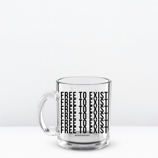 "Free to Exist" Glass Mug, 10oz, Black  - Uplifting & Motivational Gifts for Black Women