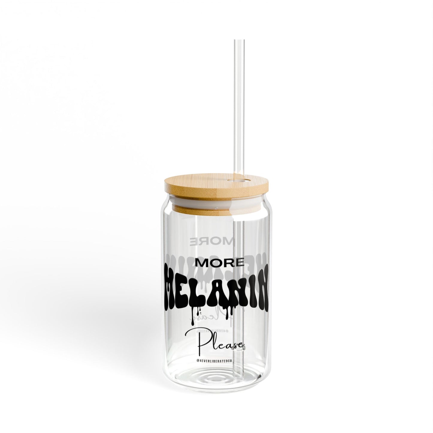 "More Melanin Please" Sipper Glass, 16oz, Black - Uplifting & Motivational Gifts for Black Women
