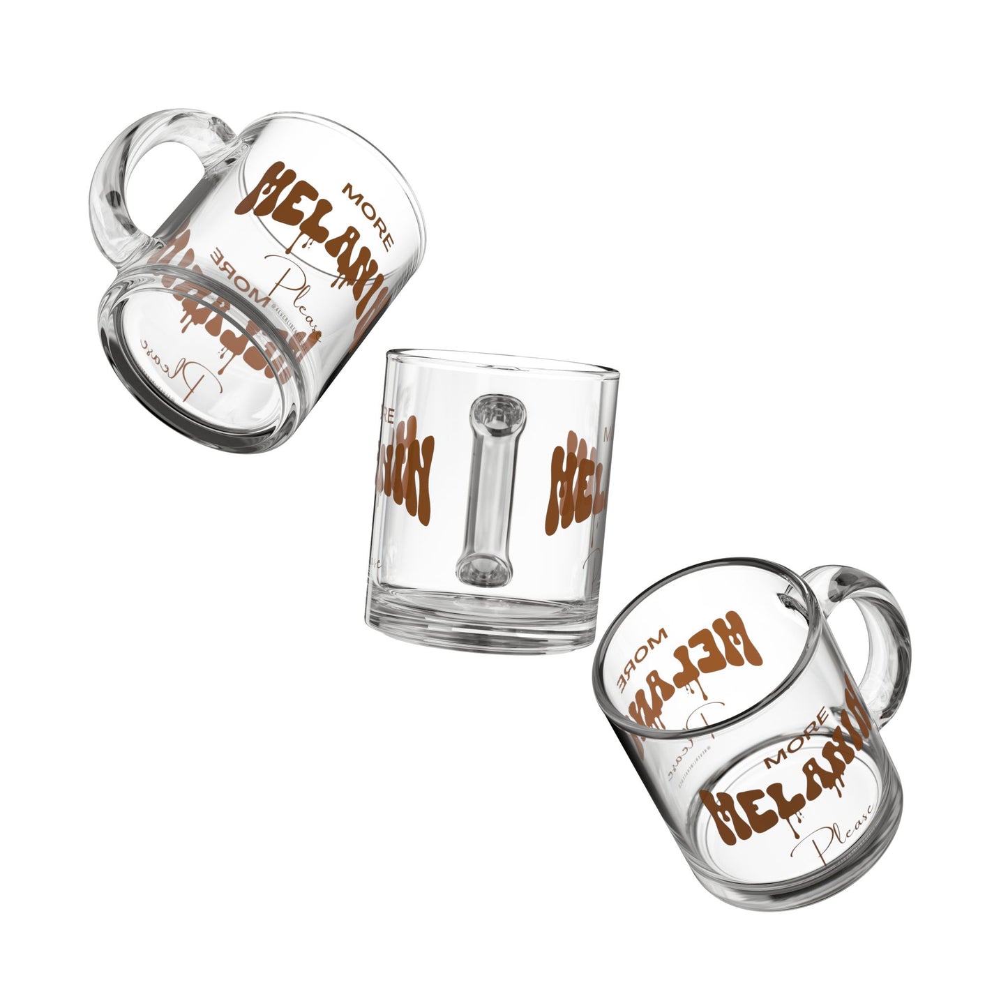 "More Melanin Please" Glass Mug, 10oz, Chocolate - Uplifting & Motivational Gifts for Black Women